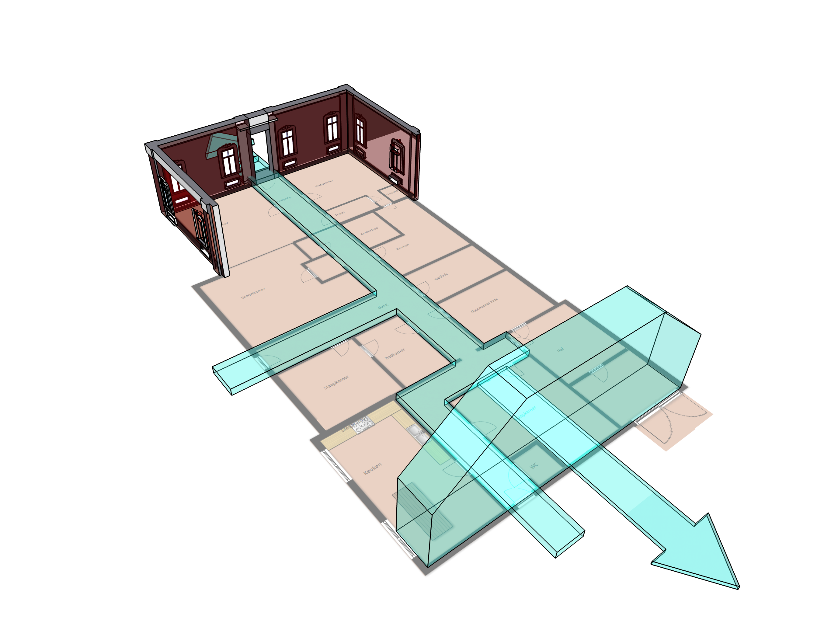 3D-interieur woonboerderij